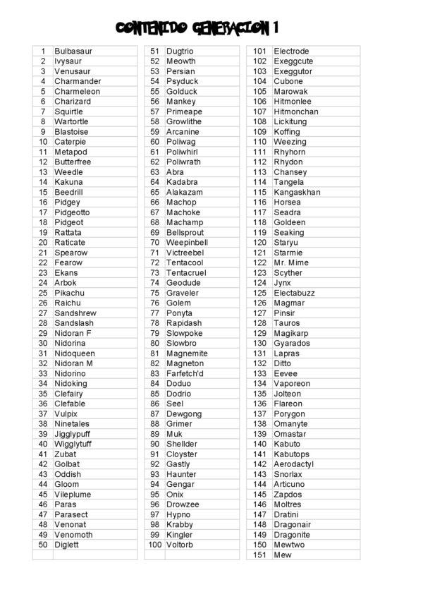 Pokemon Generación 1 (150 patrones) - Imagen 2