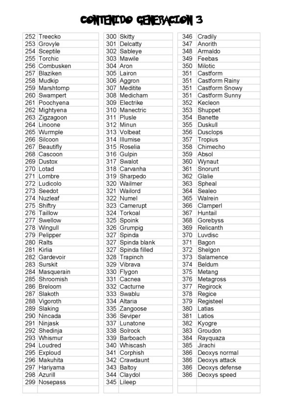 Pokemon Generación 3 (140 patrones) - Imagen 2
